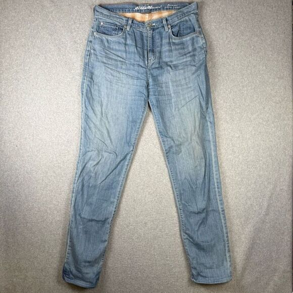 Eddie Bauer Womens Size 8 Tall Boyfriend Midrise Straight Leg Denim Jeans Blue - Picture 1 of 10